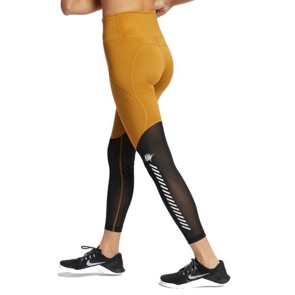Nike One Women's 7/8 Training Legging Wheat/Black size S - Picture 1 of 7
